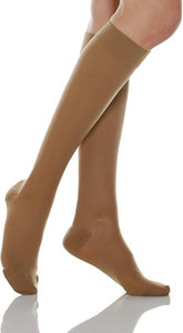 Relaxsan Meias altas de 140 denier com suporte moderado e tecnologia Lycra 3D Tamanho 3 Camel