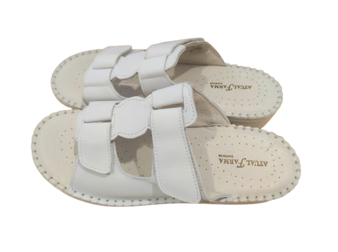 Atualconforto Chinelo em Pele Branco Aberto