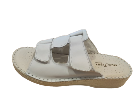 Atualconforto Chinelo em Pele Branco Aberto