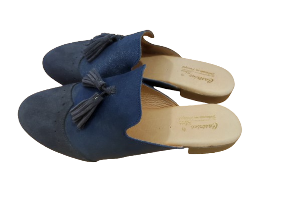 Atualconforto Chinelo em Pele  Azul