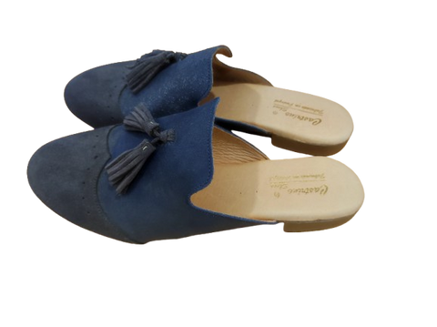 Atualconforto Chinelo em Pele  Azul