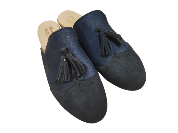 Atualconforto Chinelo em Pele  Azul