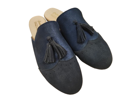Atualconforto Chinelo em Pele  Azul