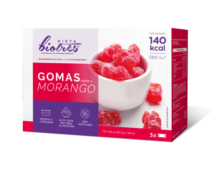 Biotrês Gomas Morango 3xsaquetas