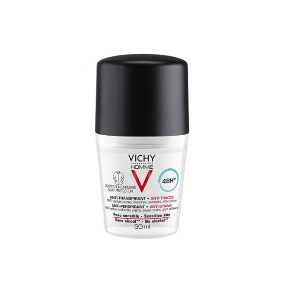 Vichy Desodorizante Roll-On Vichy Homme 48H Antimanchas 50ml