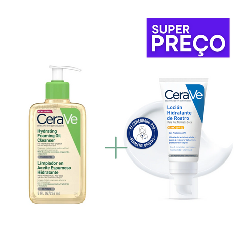 Cerave SUPER PREÇO Óleo Creme de Limpeza 236ml & Loção Hidratante Rosto FPS50+ 52ml