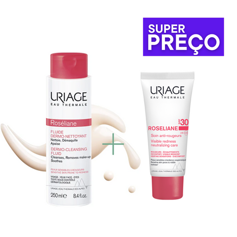 Uriage Roseliane SUPER PREÇO Fluido de Limpeza 250ml & Creme Anti-Rougeurs SPF30 40ml