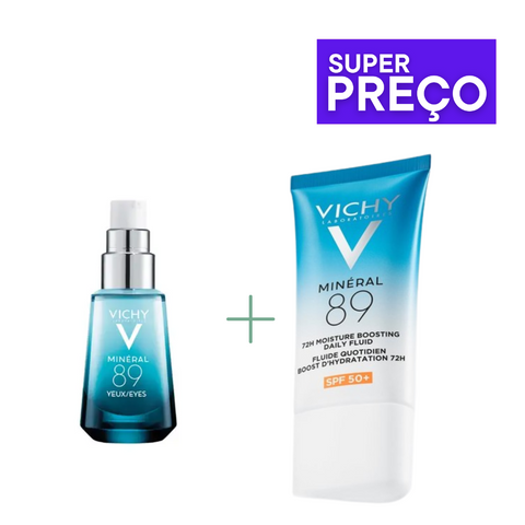 Vichy SUPER PREÇO Mineral 89 Sérum Fortificante e Reparador Olhos 15ml & Mineral 89 Fliudo FPS50+ 50ml