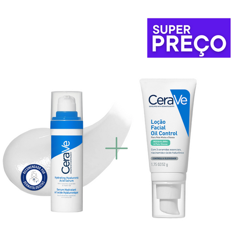 Cerave SUPER PREÇO Sérum Ácido Hialurónico 30ml & Gel-Creme Oil Control 52ml