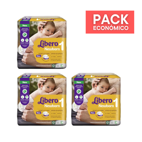 Libero Fraldas Newborn 1 (2-5KG) X24unid. X3 PACK ECONÓMICO