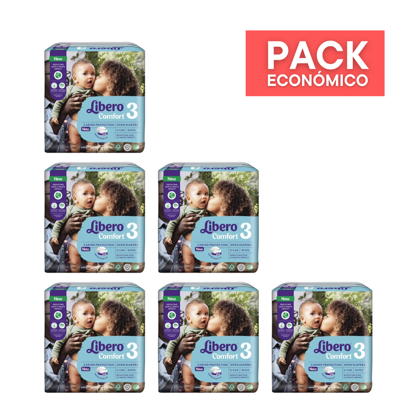 Libero Fraldas Comfort 3 (5-9Kg) 30unid.X6 PACK ECONÓMICO
