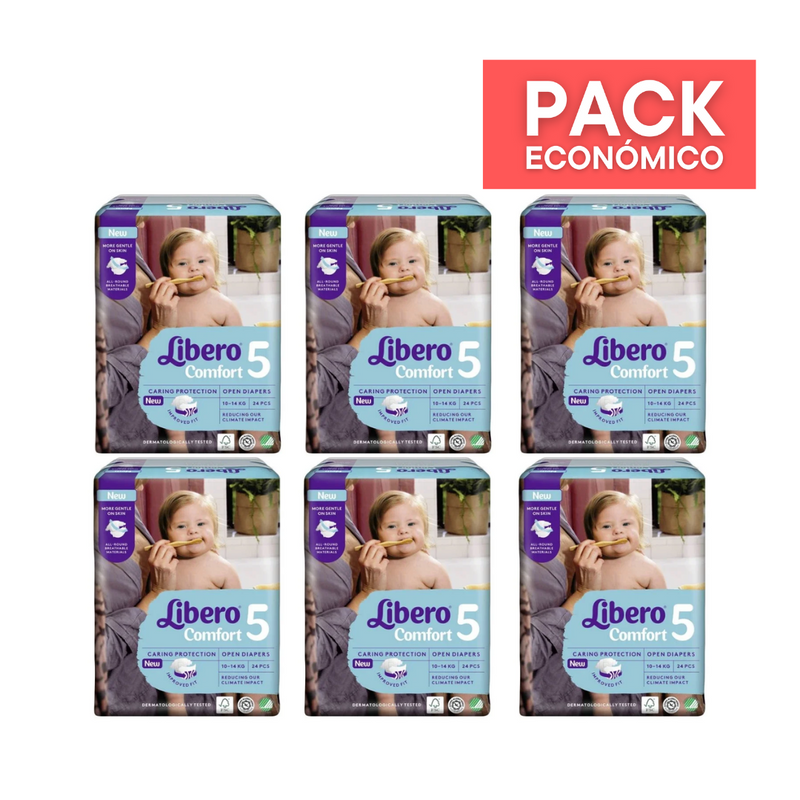 Libero Fraldas Comfort 5 (10-14Kg) X24unid. X6 PACK ECONÓMICO