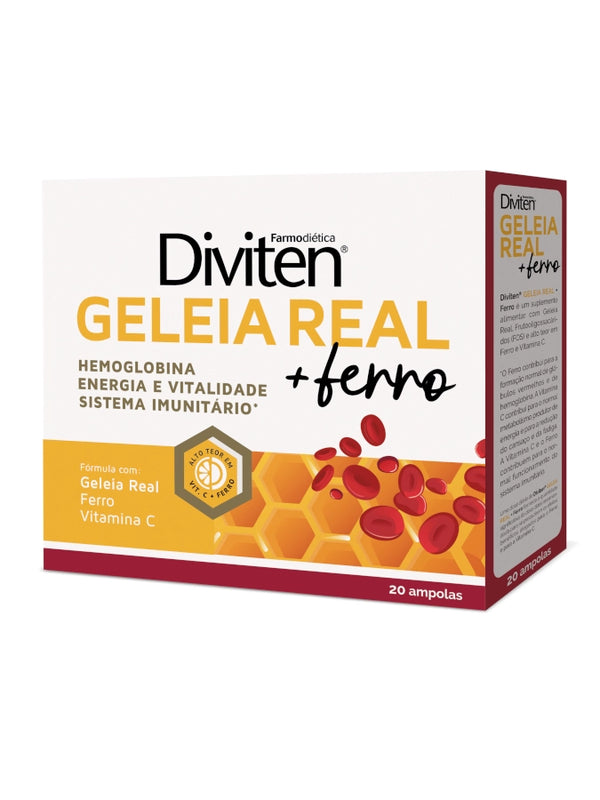 Diviten Geleia Real + Ferro Ampolas x20